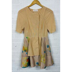 CACHAREL Apron Shirt Mini Dress Sheer Abstract Floral Nylon/Spandex Size 4